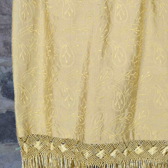 𝅺lafayette 148 Gold Brocade Fringe Silk Skirt Woman's Size 6 Knee‎ Length - Picture 5 of 14